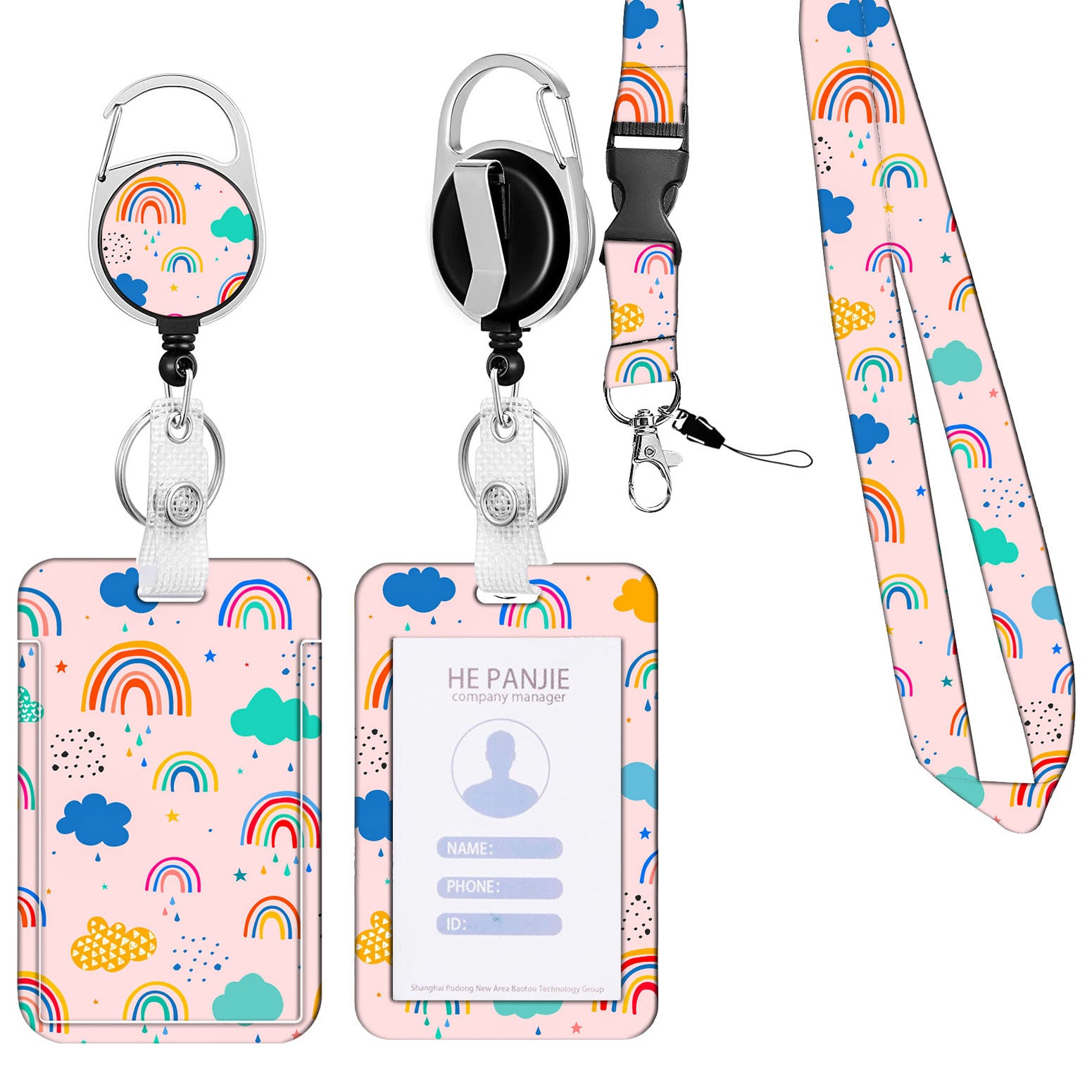 Wholesale Mobile Phone Hanging Chain Wrist Lanyard Key Pendant Push-and-close Slide Card Sleeve Retractable Buckle