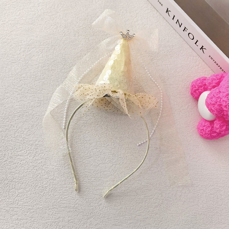 Wholesale  Mesh Ribbon Rhinestone Party Birthday Hat Hair Clip Christmas Headwear Holiday