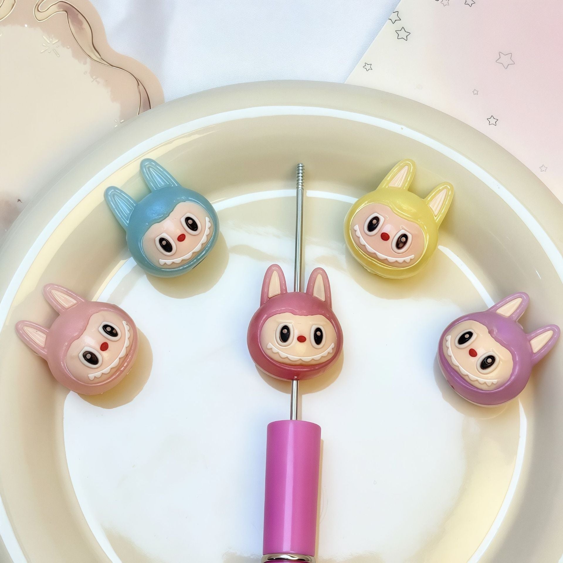 Wholesale 5pcs/pack DIY Soft Rubber Straight Hole Beads for Mobile Phone Chain Monster Doll OLY Exclusive