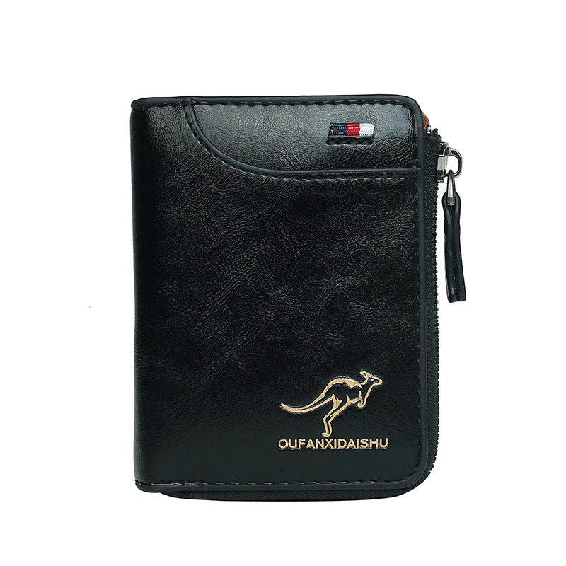 Wholesale Short Vintage Zipper Men's Wallet