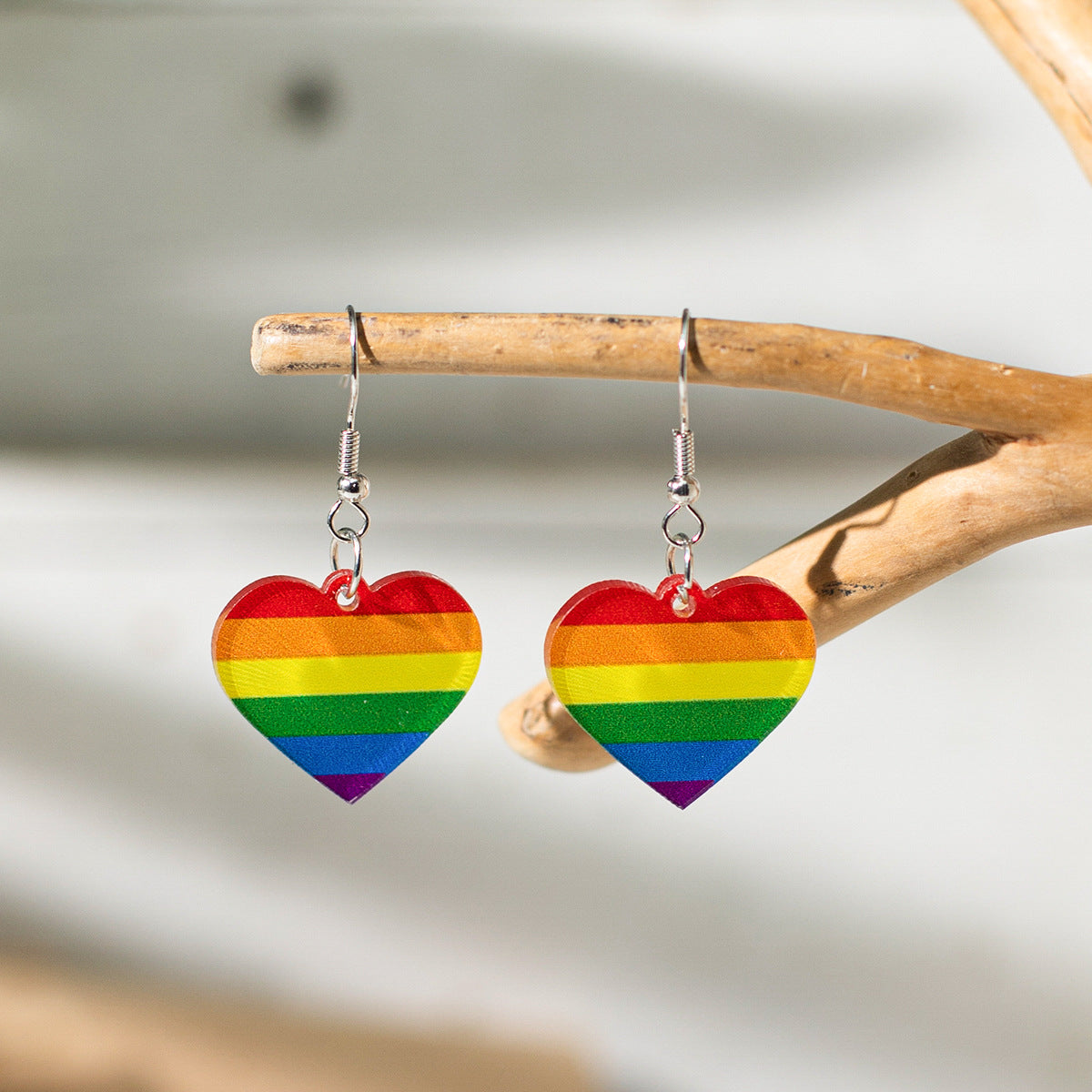 Wholesale Valentine' s Day Rainbow Love Acrylic Earrings