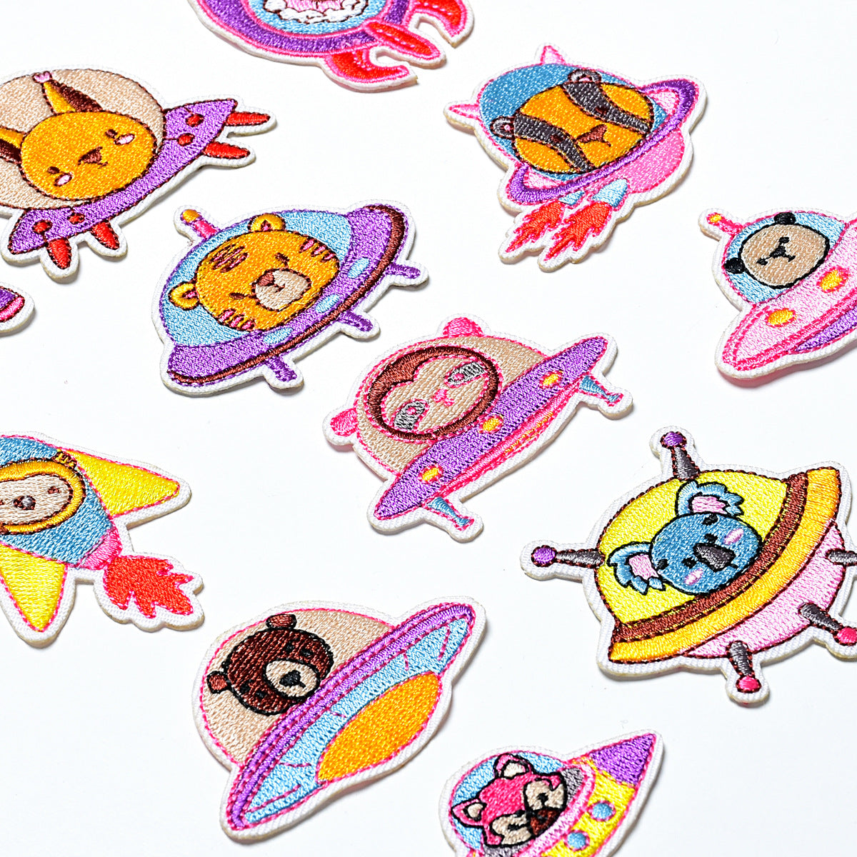 Wholesale Stylish Cartoon Rocket UFO Animal Embroidered Patch Self Adhesive Cloth Badge For Clothing Decor DIY Craft Supply