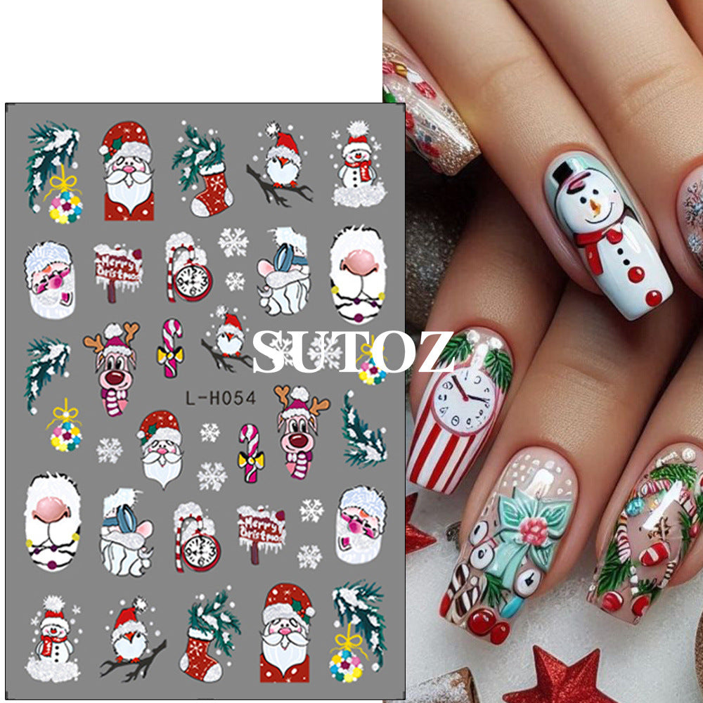 Wholesale 3pcs/pack Cartoon 3D Christmas nail art stickers