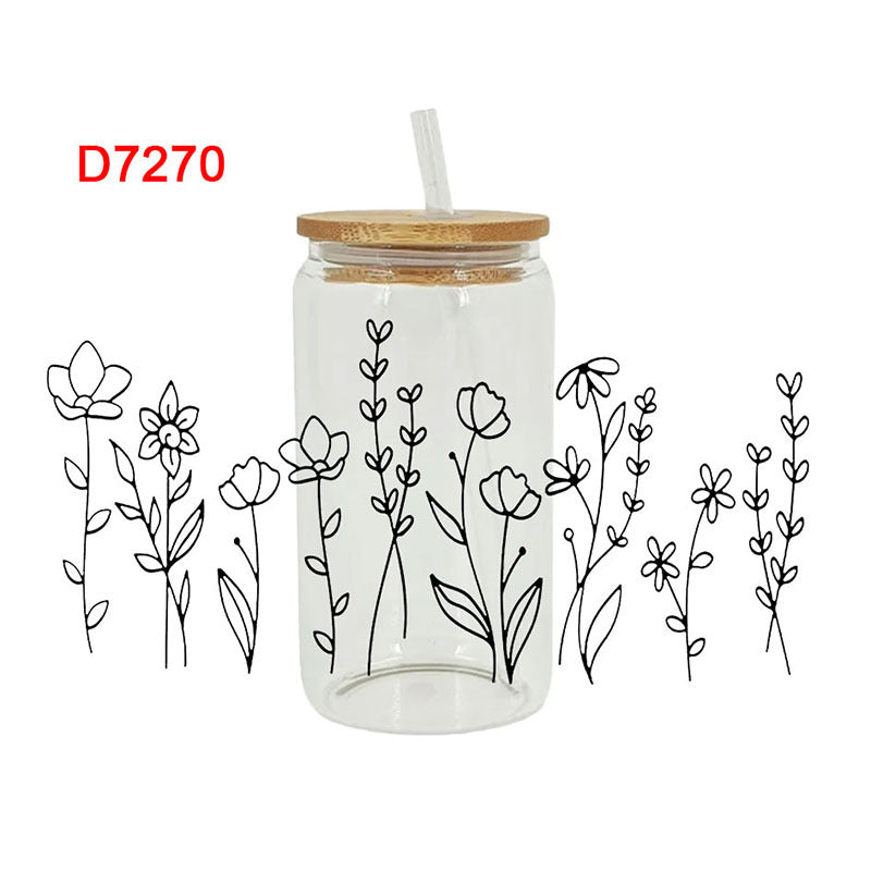 Wholesale Colorful succulent flowers  16oz Cup UV DTF Wraps