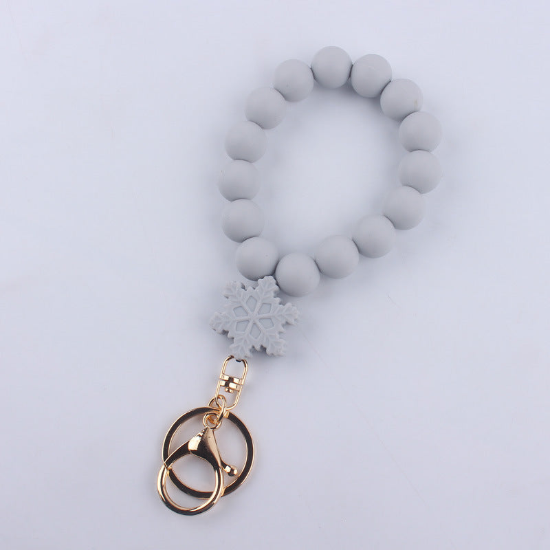 Wholesale Cartoon Silicone Snowflake Beads Wrist Keychain