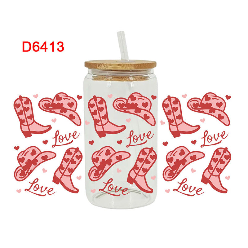 Wholesale Western style flower boots  16oz Cup UV DTF Wraps