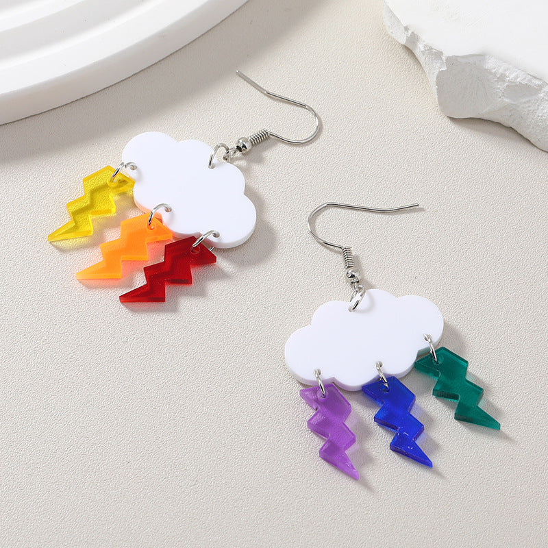 Wholesale Acrylic Cute Cloud with Transparent Color Lightning Earrings