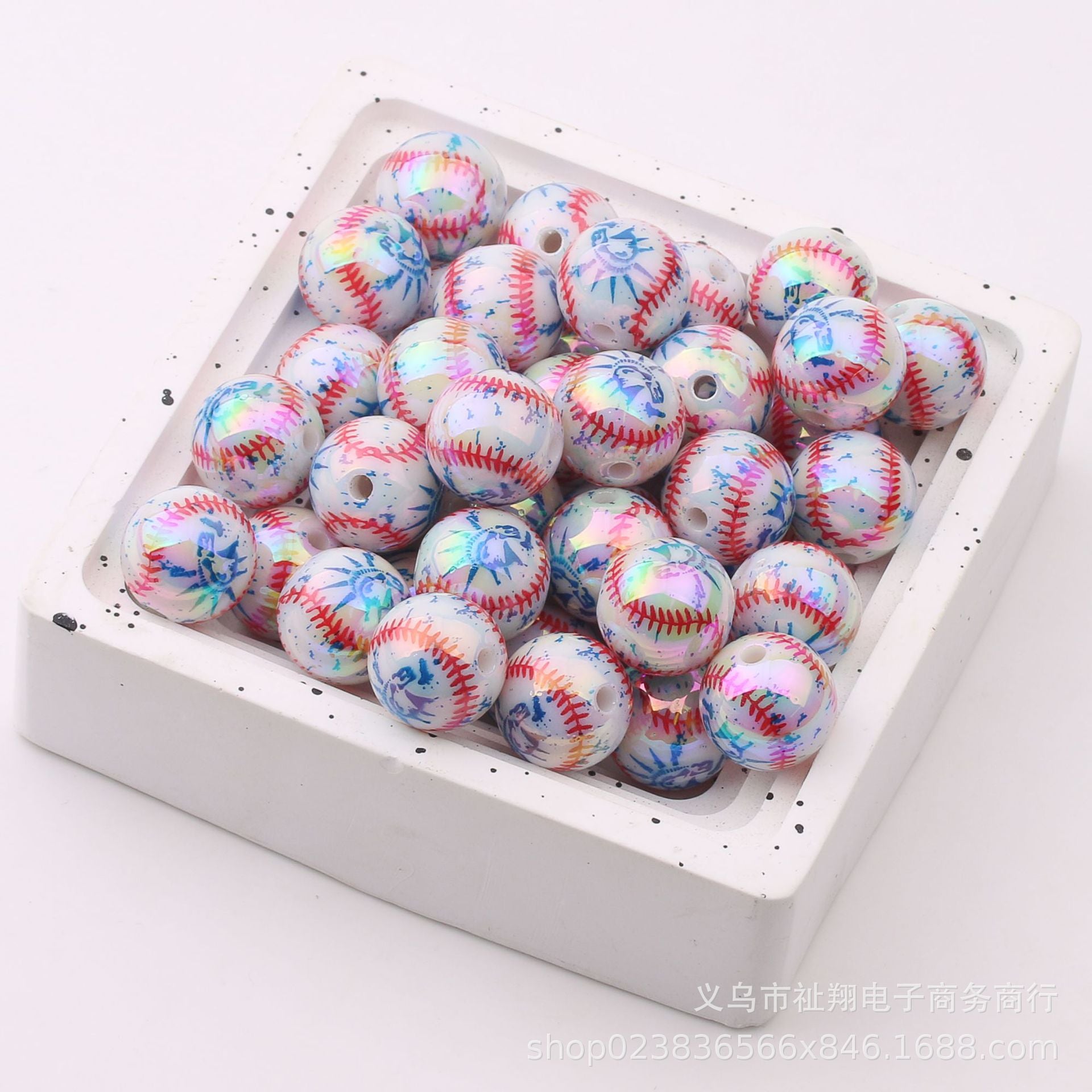 Wholesale 200pcs/pack Acrylic Plated Independence Day Series Colorful Flag DIY Beads