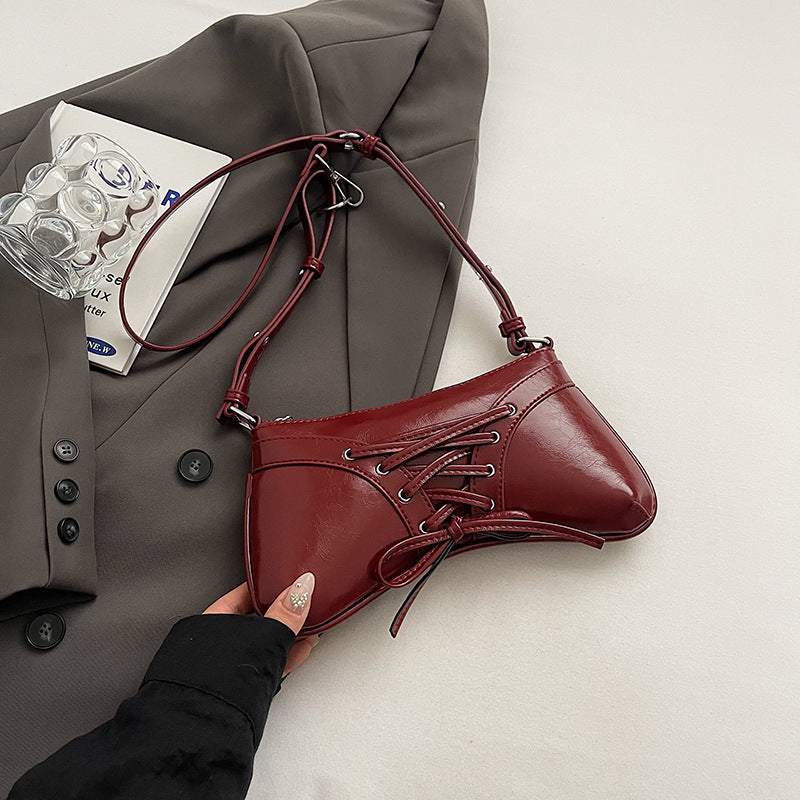 Wholesale Cross Strap Drawstring Shiny Pleated Bow Shoulder Bag