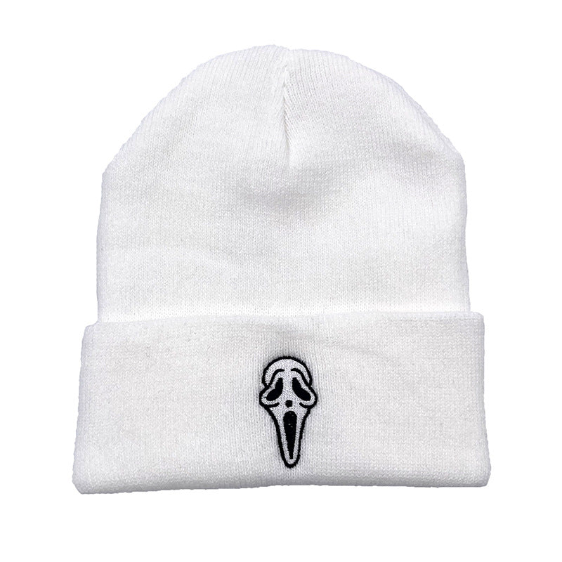 Wholesale Scream Mask Grimace Embroidered Woolen Knitted  Acrylic Hat