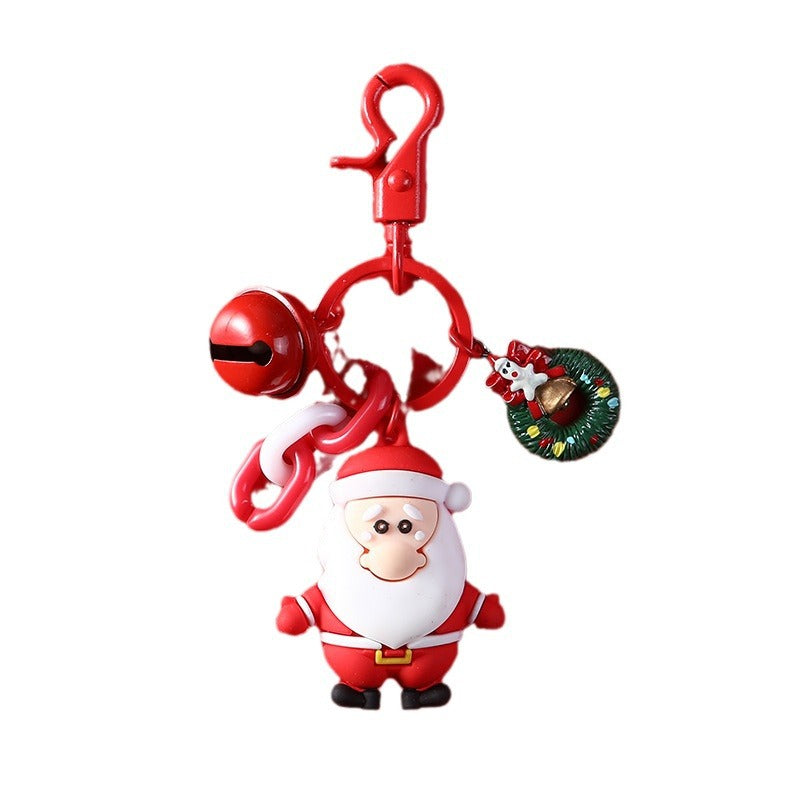 Wholesale Christmas Bell Cartoon Santa Claus Elk Silicone Keychain