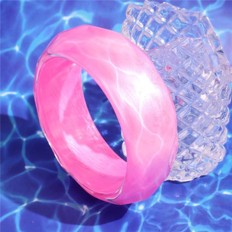 Wholesale Round Colorful Acrylic Bracelet Irregular Casual Round Jelly Color Resin Bracelet