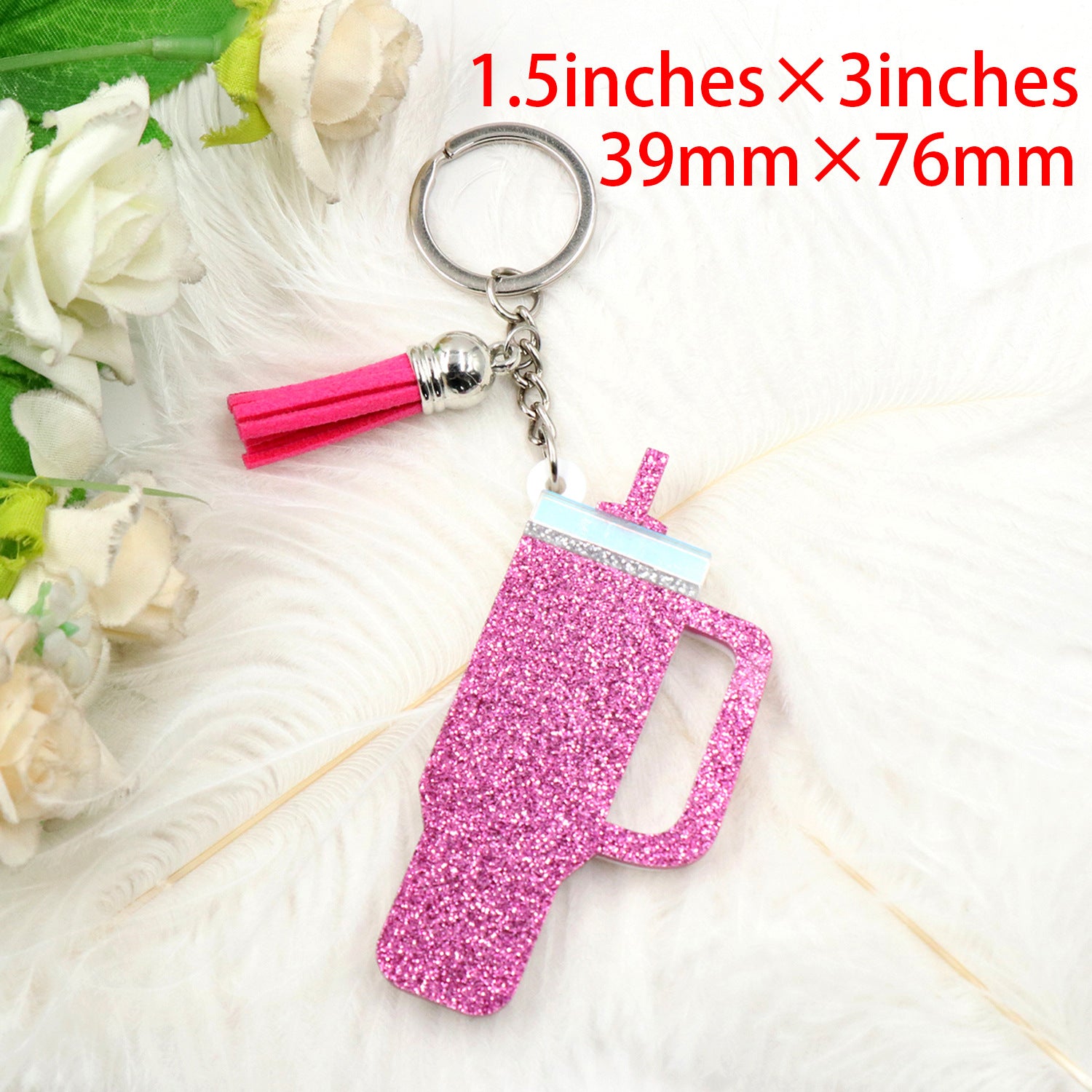 Wholesale Mug Glitter Acrylic Keychain Mug Lover Gift