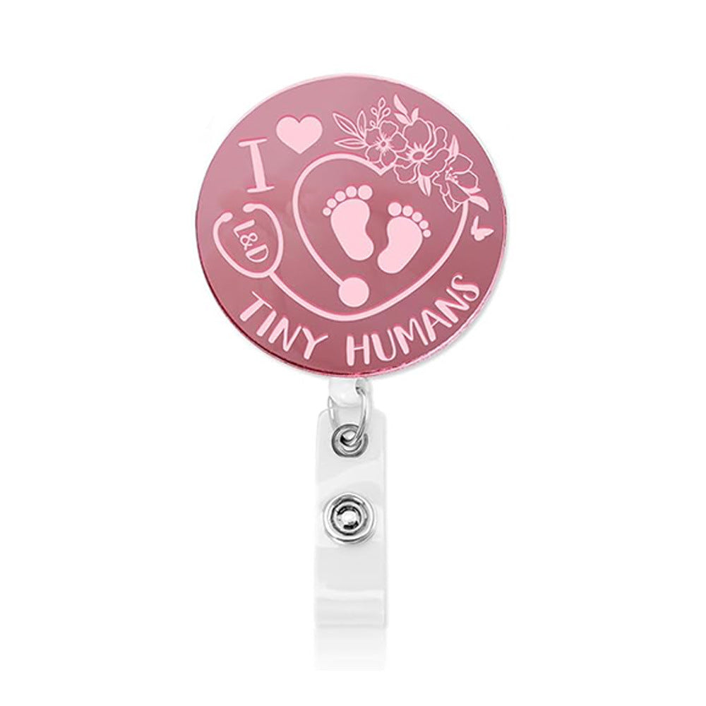 Wholesale PVC Gradient Color Medical Acrylic Badge Scroll Extendable Keychain