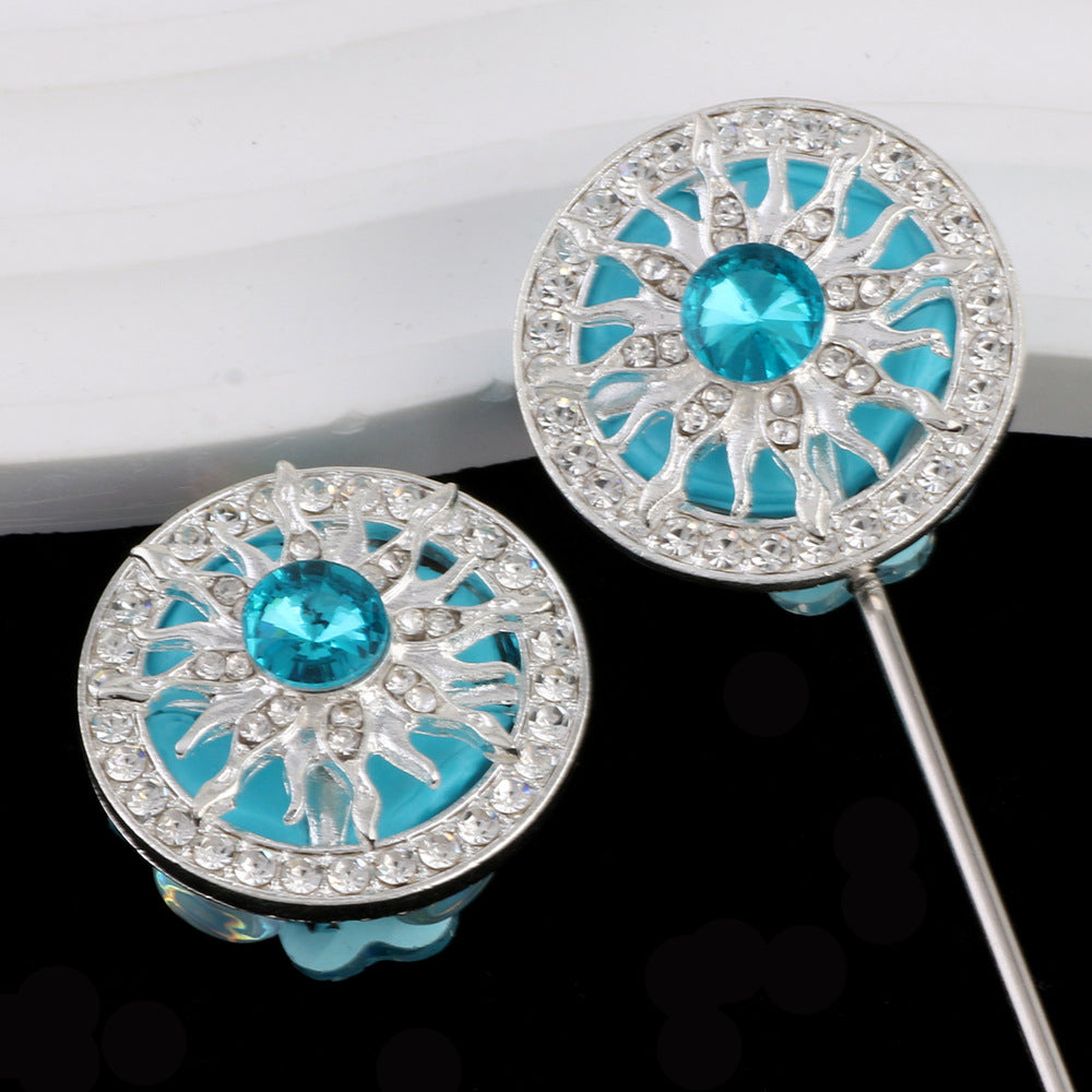 Wholesale 5pcs Diamond inlaid rotating snowflake alloy clay beads