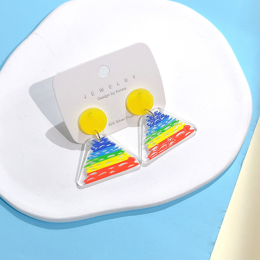 Pendientes de coloridos acrílicos acrílicos al por mayor arcoiris