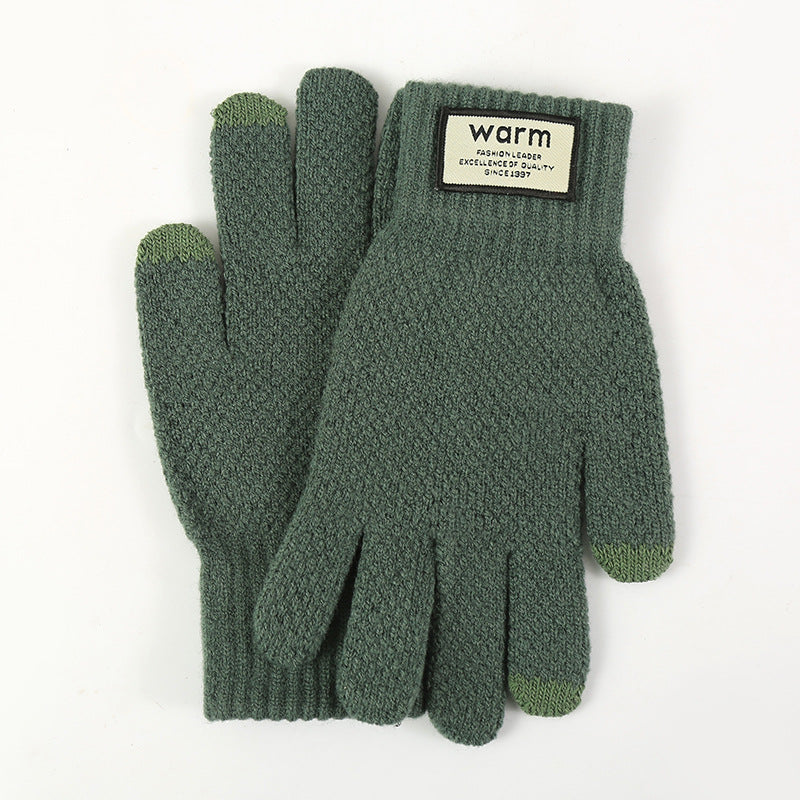 Wholesale Men's Woolen Knitted Cool High-end Warm and Plush Thick Winter Glove