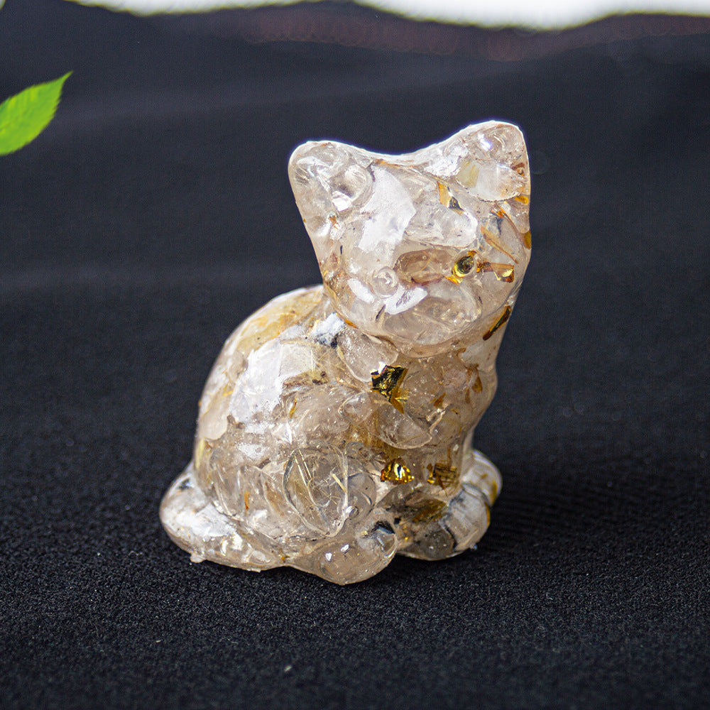 Wholesale Natural crystal gravel cute cat ornaments