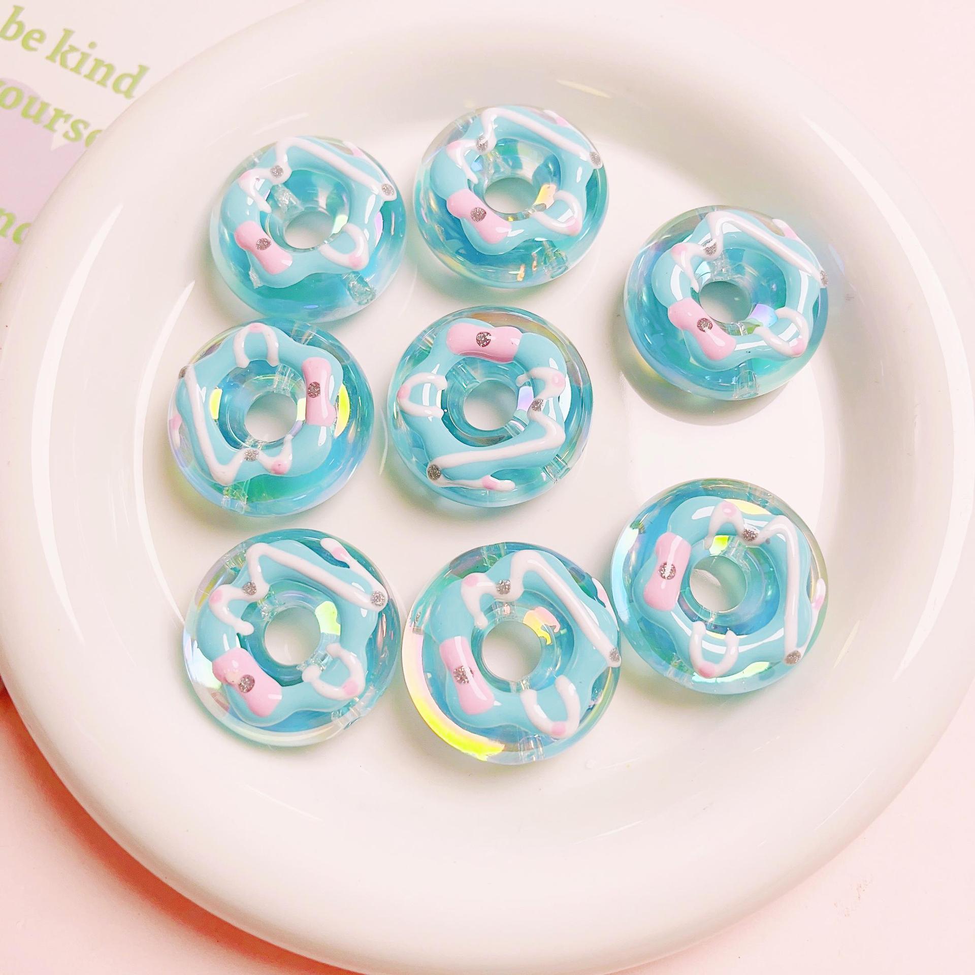 Wholesale Colored Heavy Industry Handdrawn Donut Acrylic Beads