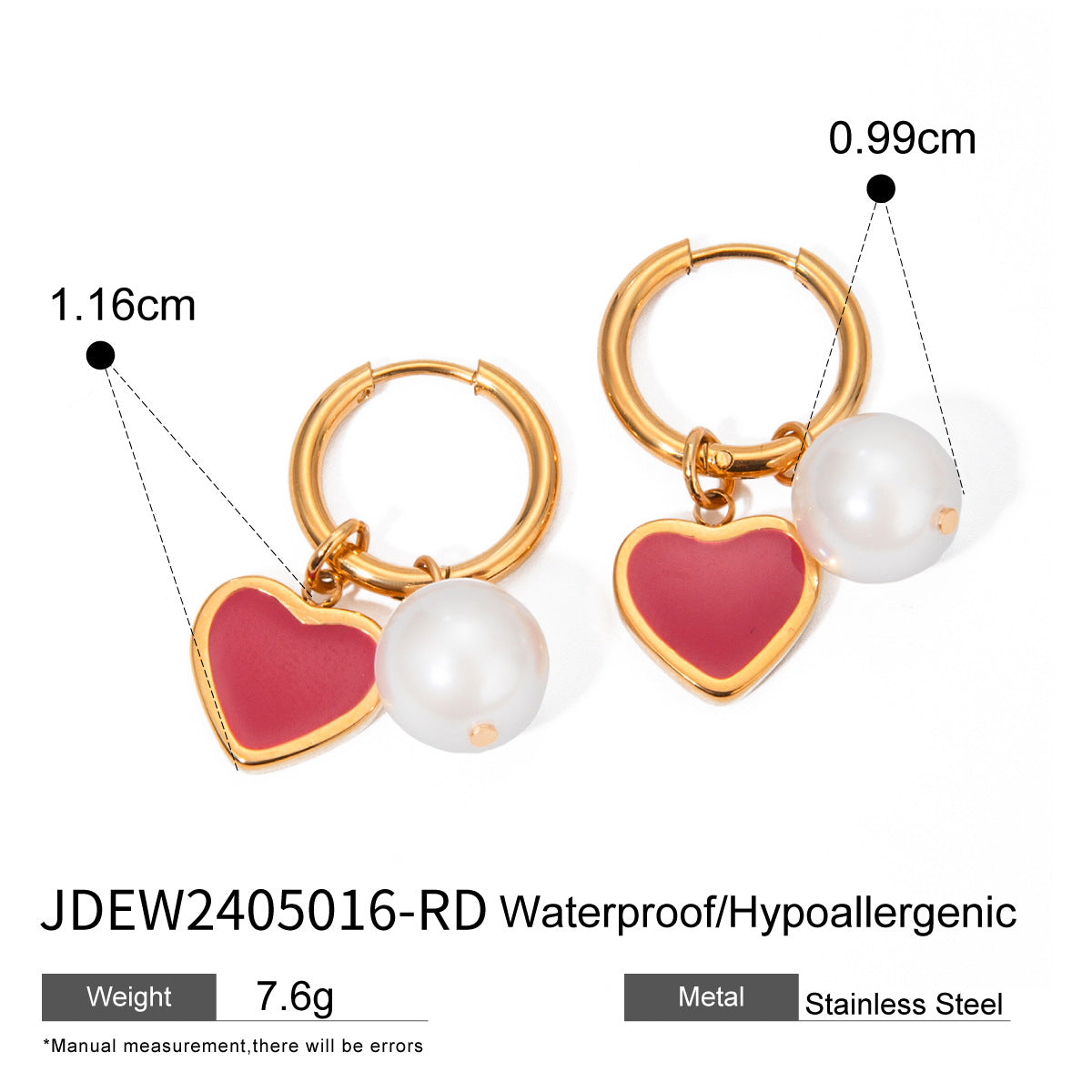 Wholesale Stainless Steel Pearl Heart High-grade 18k Titanium Steel Earrings