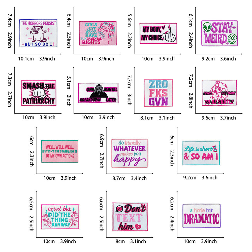 Wholesale Pink English Letter Gold Plaid Polyester Iron On Embroidered Patch DIY Craft Supply For Coat Decoration