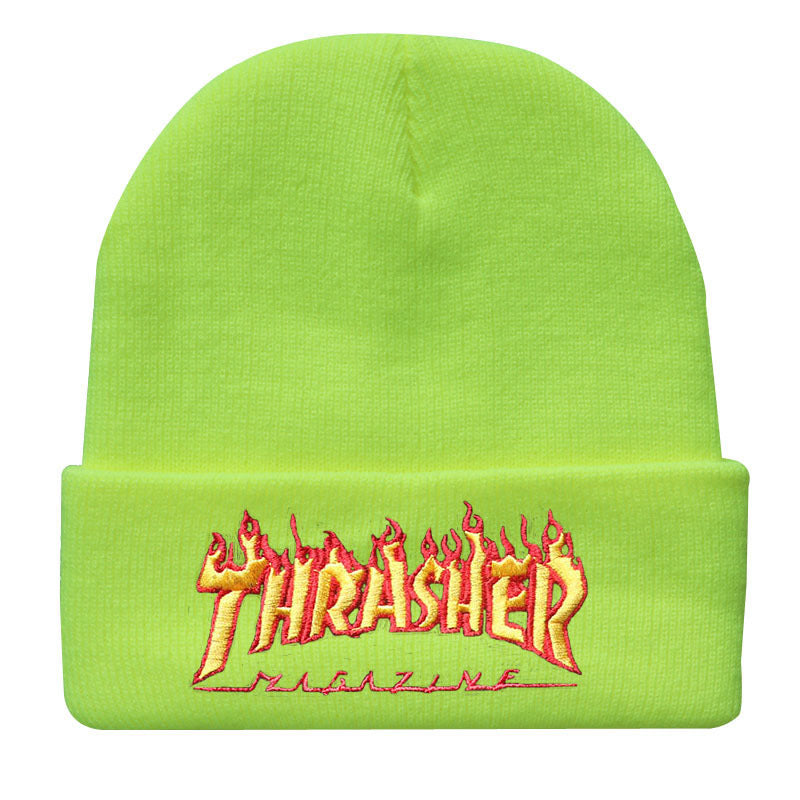 Wholesale Flame Letter Embroidery Autumn and Winter Beanie