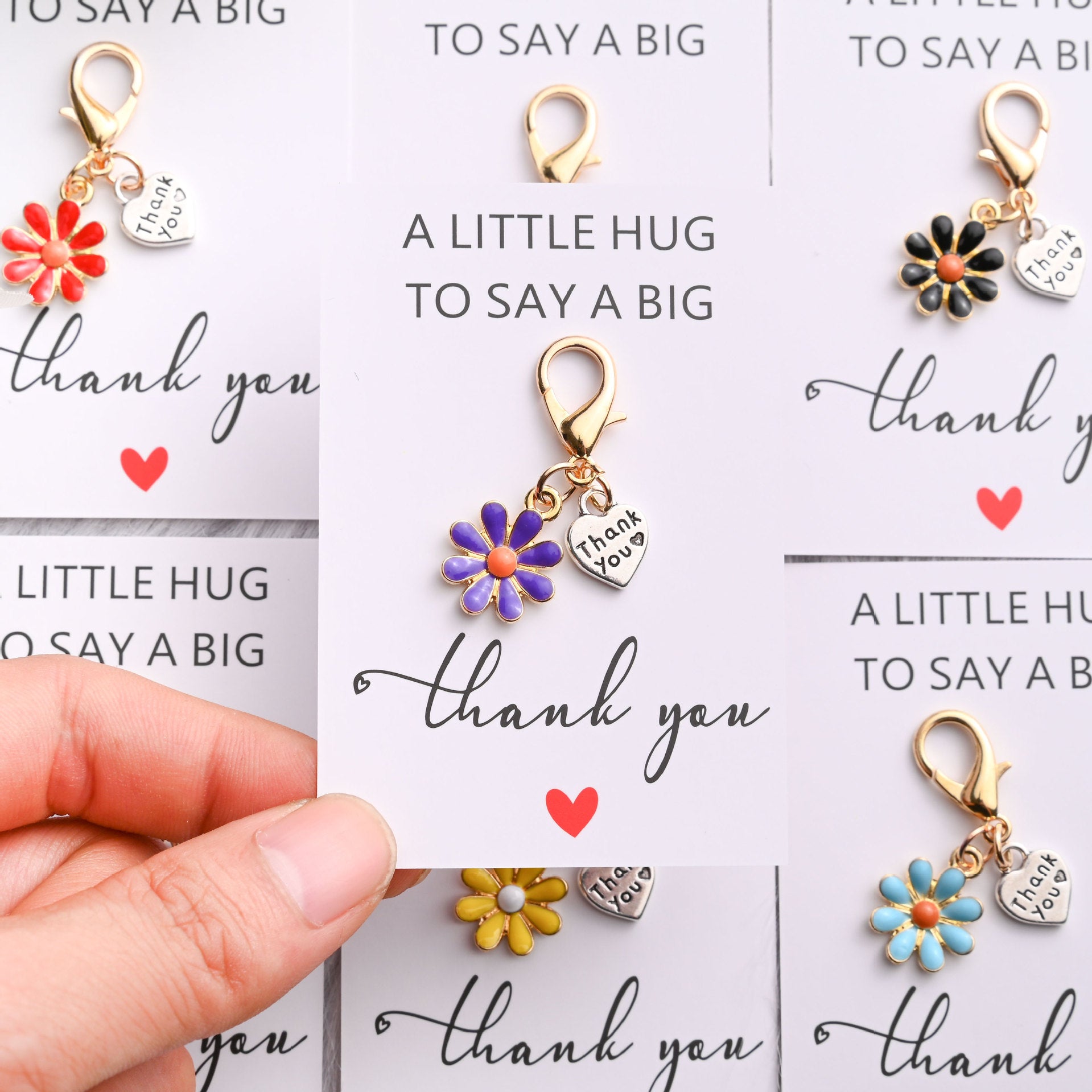Wholesale Hugging Thank-you Card Heart Flower Keychain