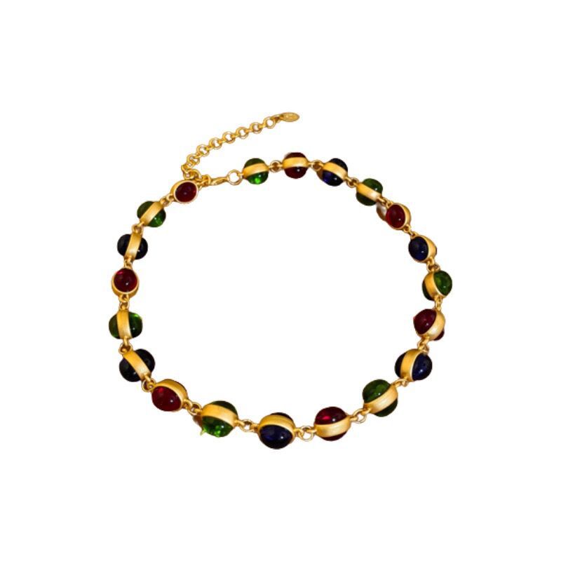 Collares de vidrio de colores redondos al por mayor