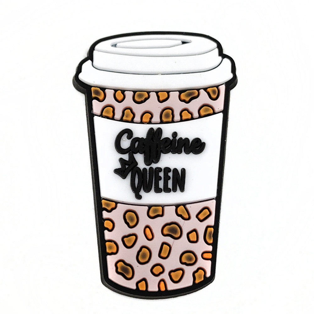 Wholesale Leopard Print Coffee Cup Dog Claw Love PVC Soft Adhesive Hole Shoes Buckles