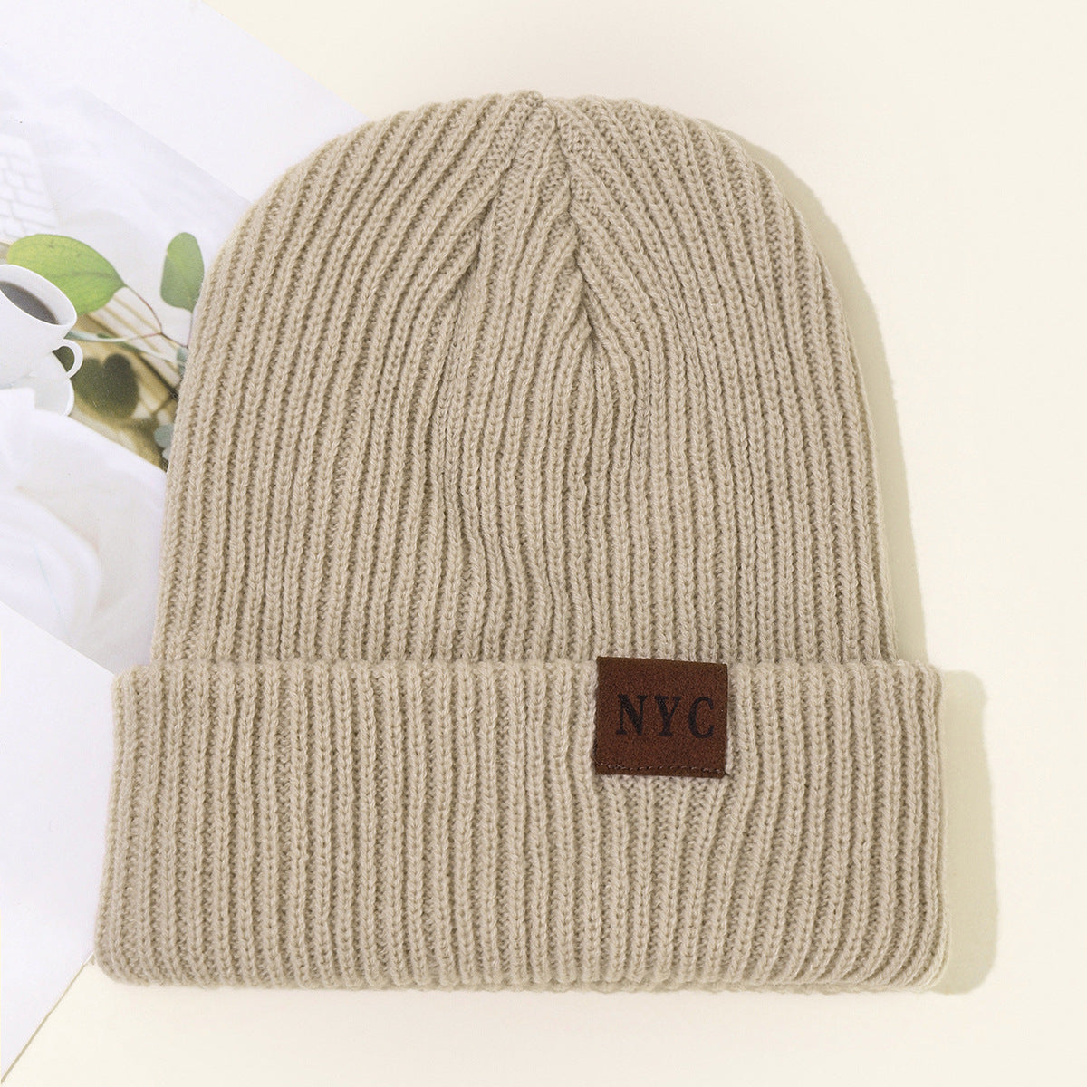 Wholesale Solid Color Flanged Warm and Windproof Knitted Hats, Woolen Hats