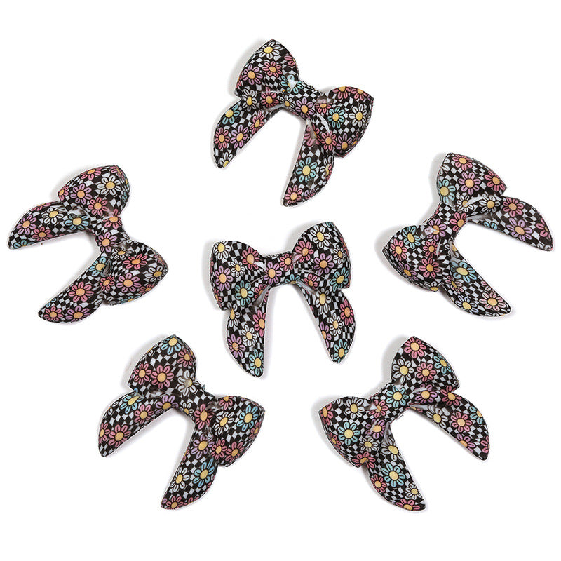 Wholesale 10pcs DIY 3D silicone printed bow tie with through-hole design and focal beads