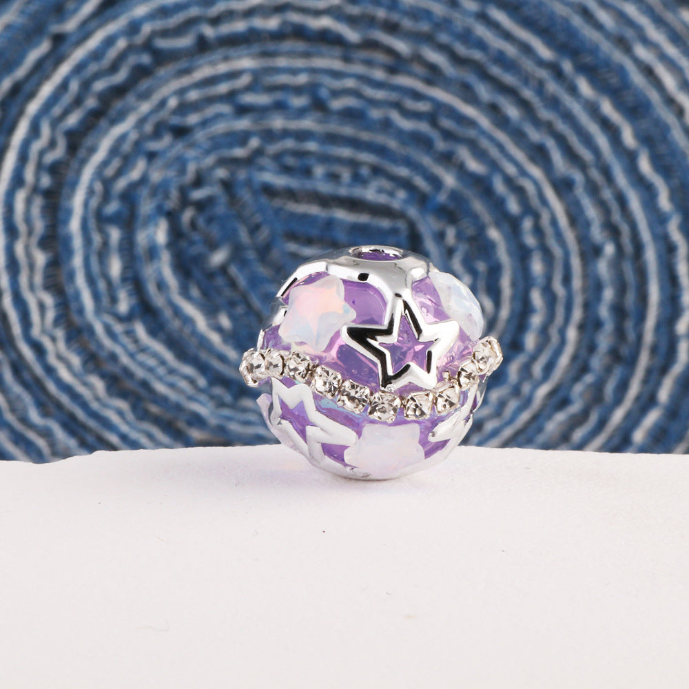 Wholesale 10pcs Starry Sky Round Beads Soft Clay Drill Balls Straight Hole DIY Accessories Beads