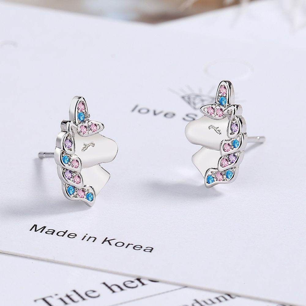 Pendientes de cobre de arco iris unicornio al por mayor