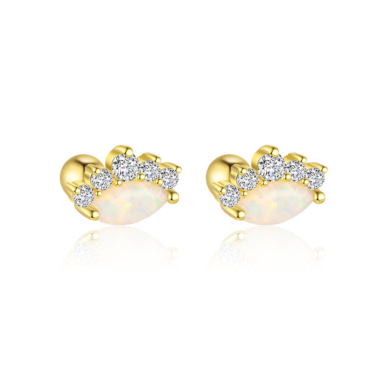 Wholesale Star Moon Zircon Round Head Earnail Ear Studs