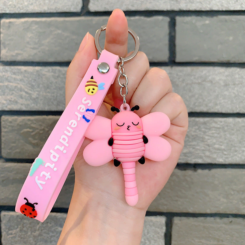 Wholesale Dragonfly Seven-star Ladybug Silicone Insect Keychain