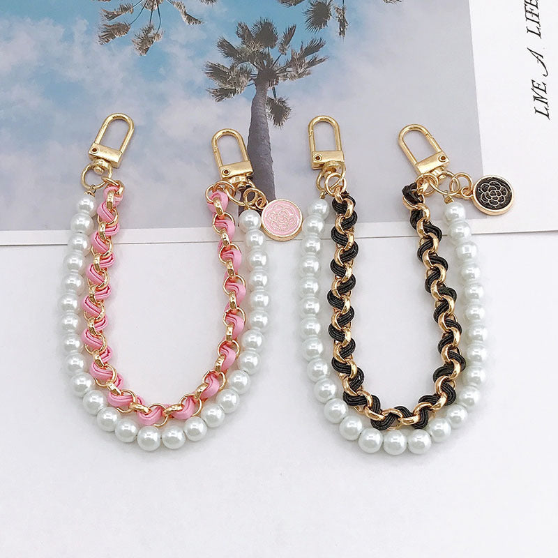 Wholesale Double Chain Pearl Mobile Phone Lanyards