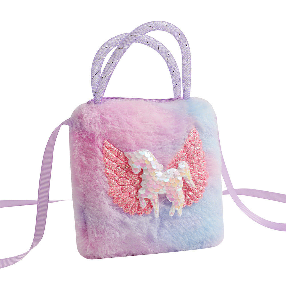 Wholesale Unicorn Cartoon Plush Small Crossbody Girls Portable Coin Purse