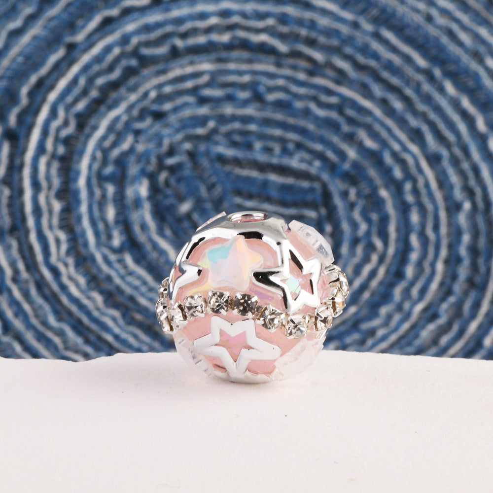 Wholesale 10pcs Starry Sky Round Beads Soft Clay Drill Balls Straight Hole DIY Accessories Beads