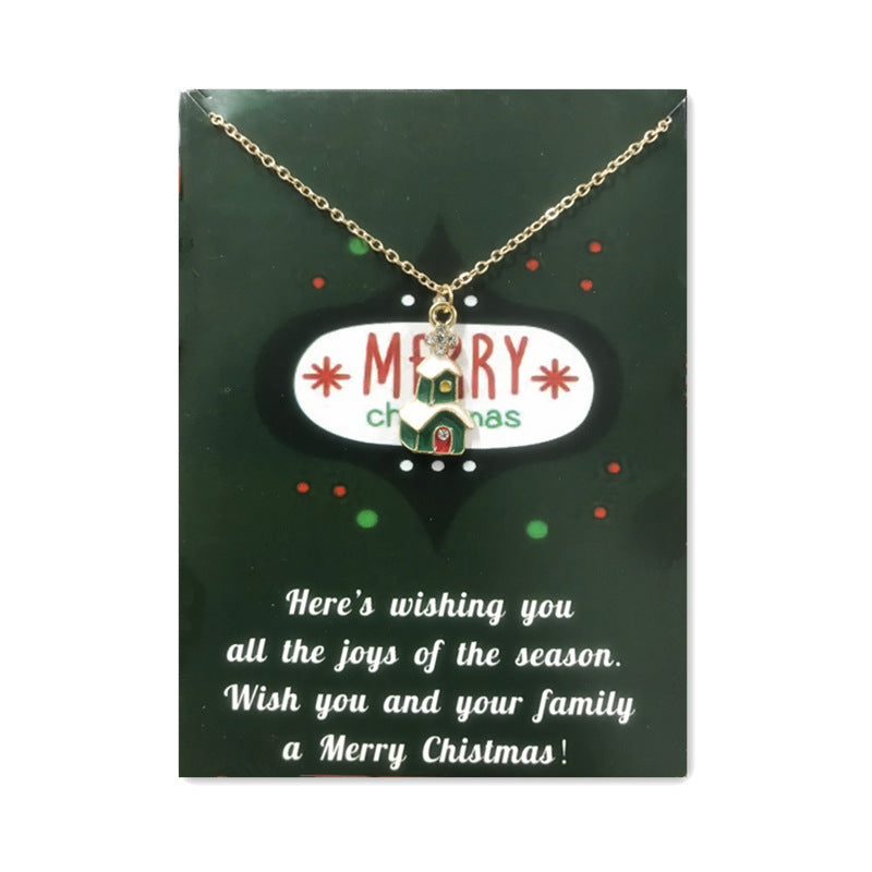 Wholesale Christmas Tree Pendant Card Necklace Clavicle Chain