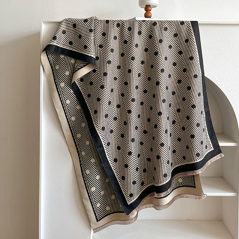Wholesale Winter Warm Imitation Cashmere Polka Dot Striped Fashion Printed Scarf