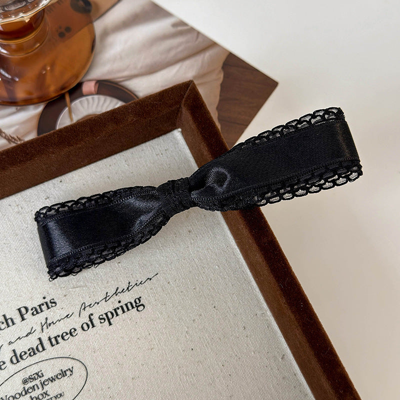 Wholesale Lace Satin Bow Spring Hair Clip