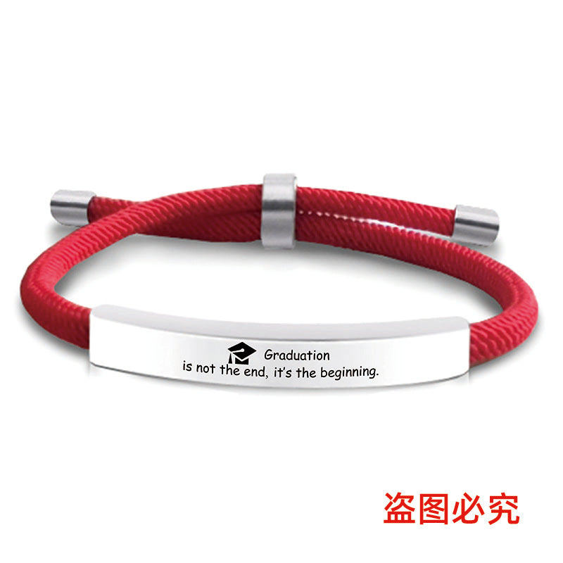Wholesale Stainless Steel Braided 2024 Graduation Season Day Engraved Bracelet