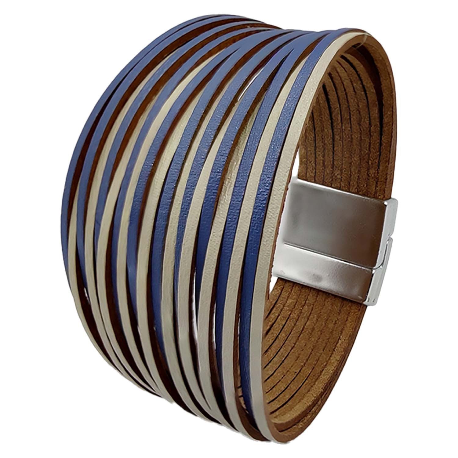 Brazalete de hebilla magnética de cuero de color mixto de color mixto múltiple