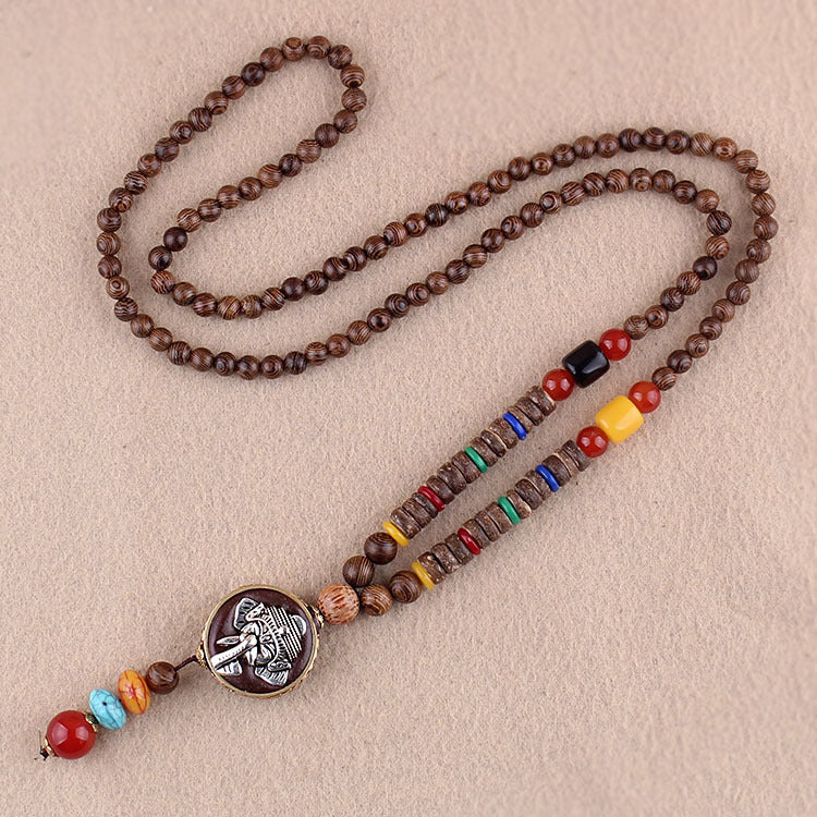 Wholesale Ethnic Style Pendant Bodhi Pendant Wooden Bead Necklace