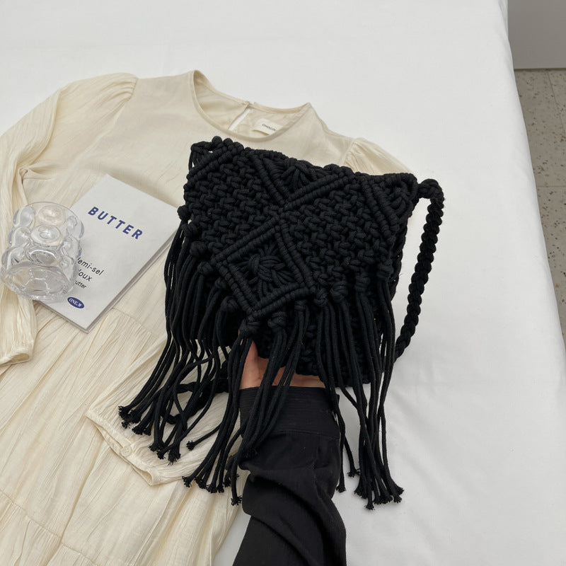 Wholesale Bohemian Tassel Cotton Straw Woven Bag Crossbody Bag Beach Bag