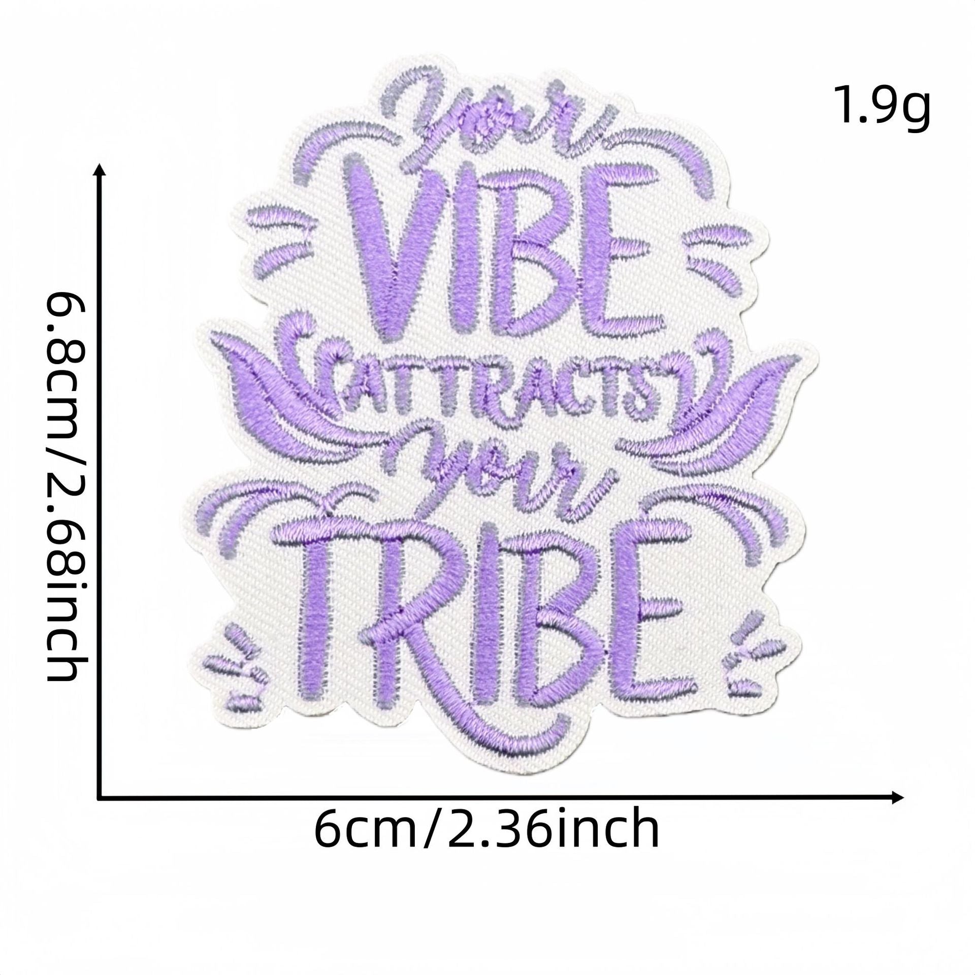 Wholesale Purple Graffiti Inspirational Embroidered Patch Iron On Applique For Clothing Bags DIY Craft
