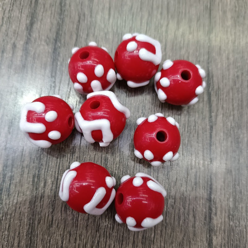 Wholesale 200pcs Hand-painted round beads DIY letters cake beads