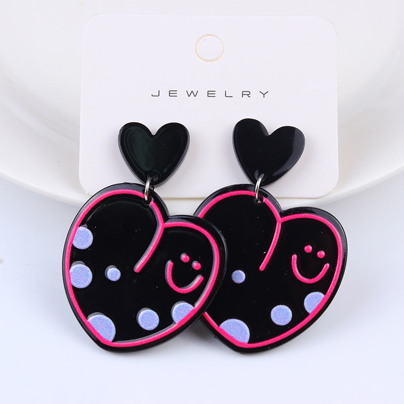 Wholesale Letter Smiling Face Acrylic Printed Earrings