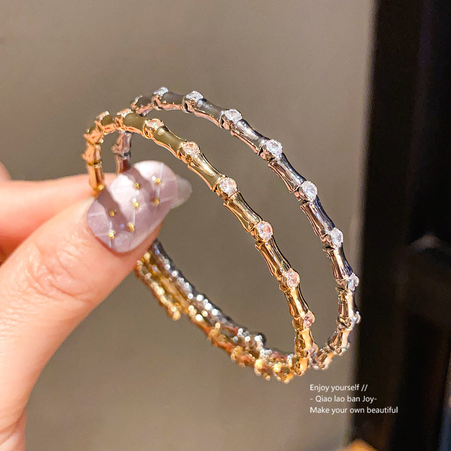 Wholesale Inlaid Zircon Bamboo Knot Opening Bracelet