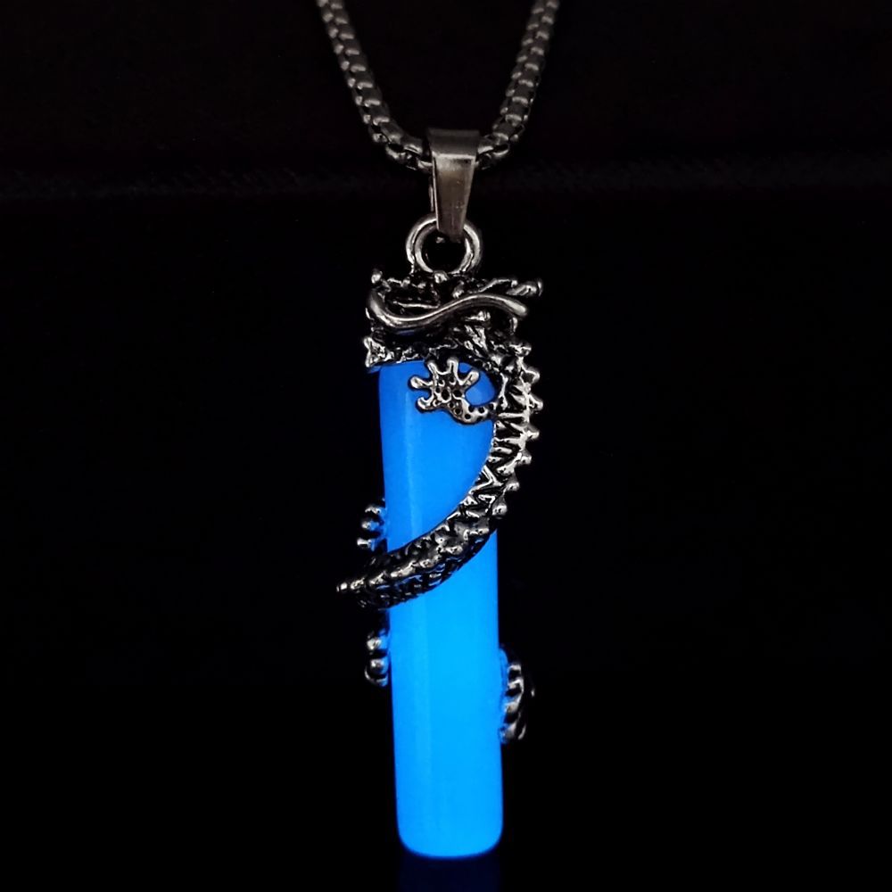 Wholesale Luminous Dragon Pendant Three-dimensional  Cylindrical  Men's Necklace